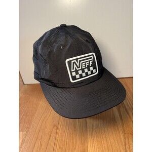 Neff Hat Cap Strap Back One Size Black Nylon Checkerboard Strap Patch Mens